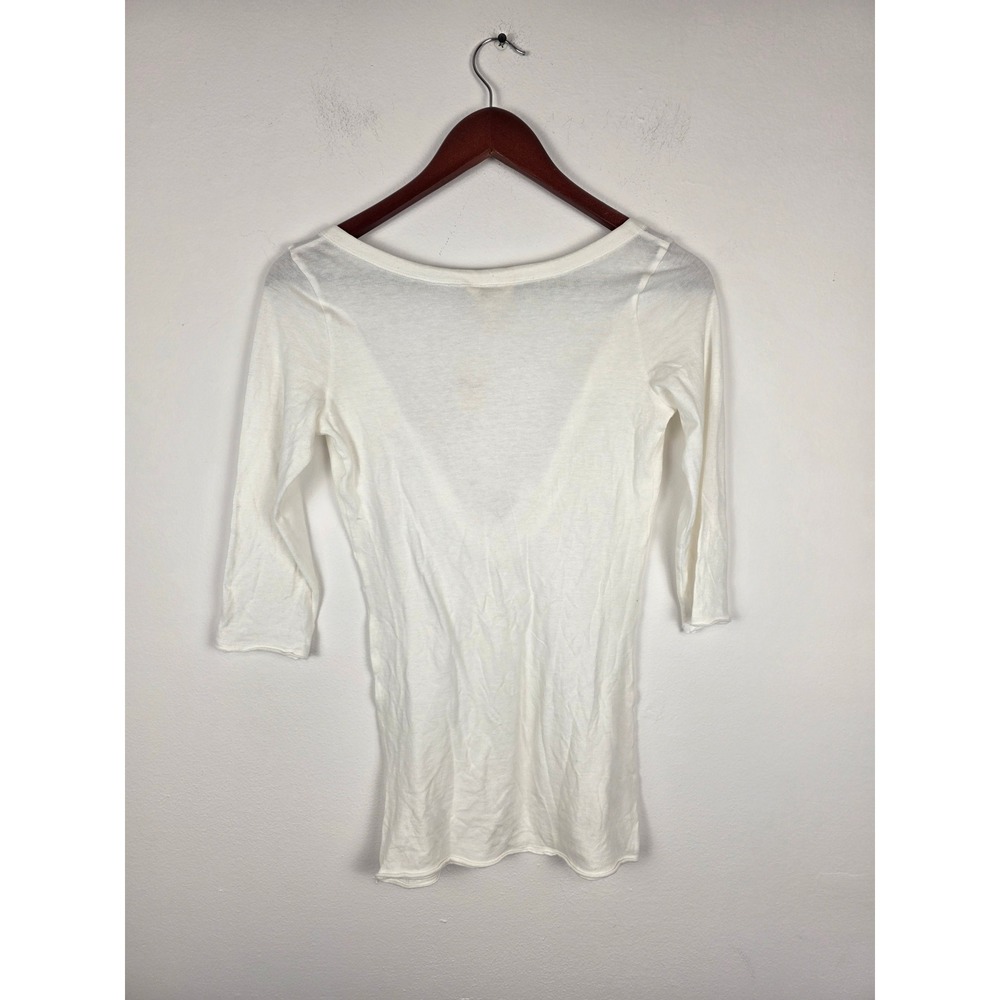 Hollister Co. NWT‎ Vintage Y2K Womens White 3/4 Sleeve V Neck Sequins Size Small - Picture 2 of 8